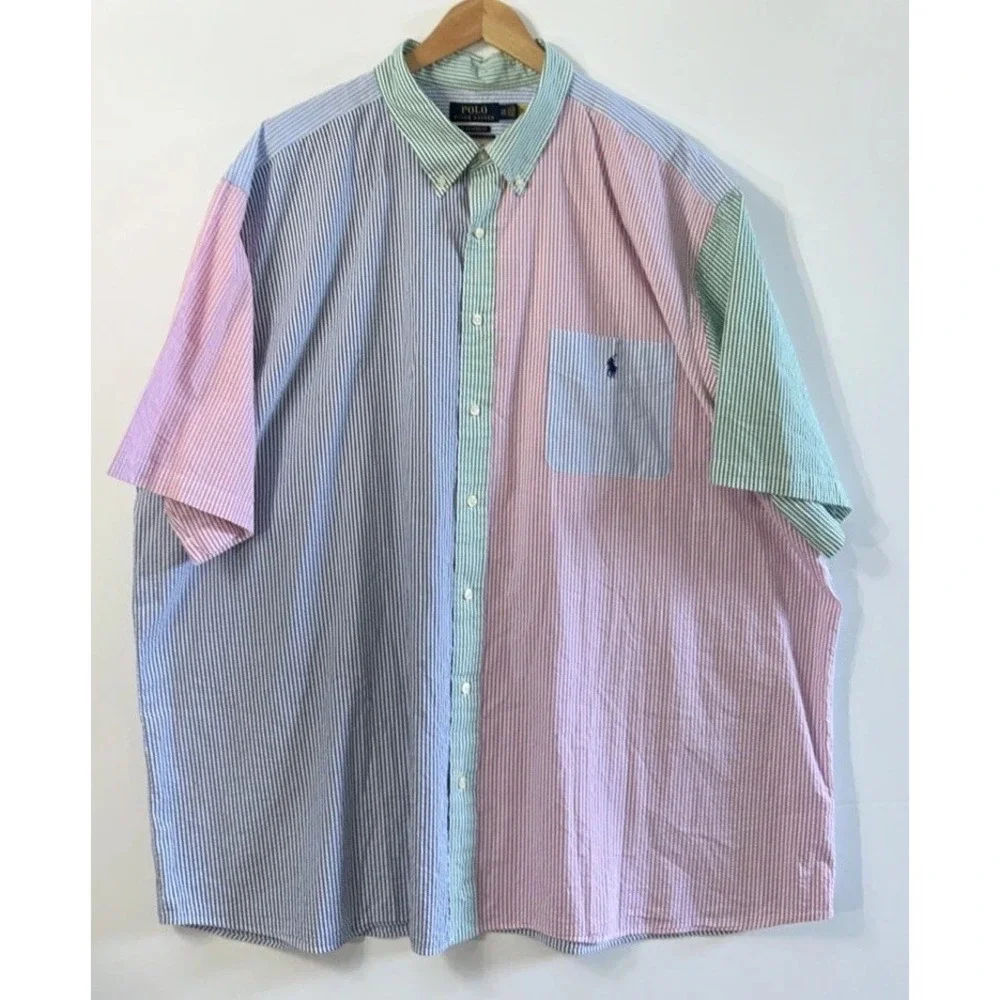 Polo Ralph Lauren Big & Tall Men's Colorblock S/S Button Front Shirt Sz 3XB